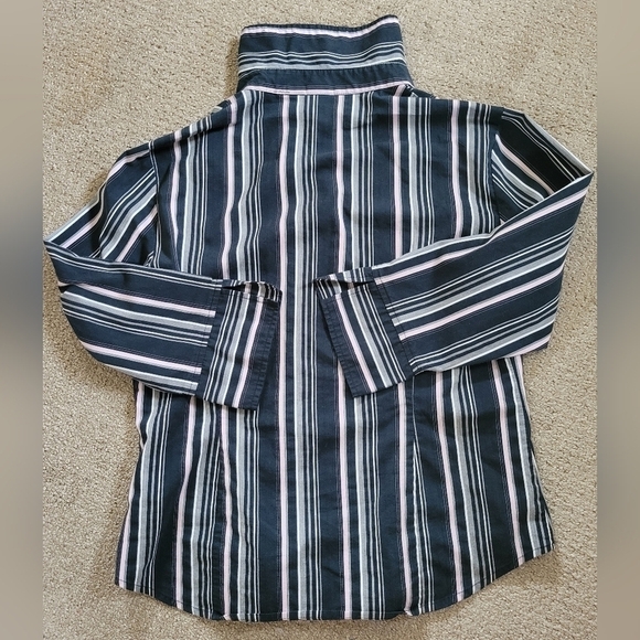Apt. 9 Stretch Lavandar & Black Striped Button Down Shirt - Picture 2 of 13